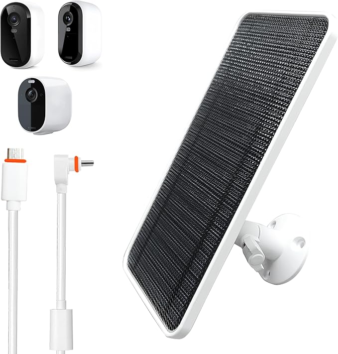 Solar Panel for Arlo Essential/XL Spotlight Cam (1st Gen), Essential 2K/2K XL (2nd Gen，3rd Gen), with 13FT Micro USB & Type-C Cables, 360° Adjustable Aluminum Mount, 1 Pack