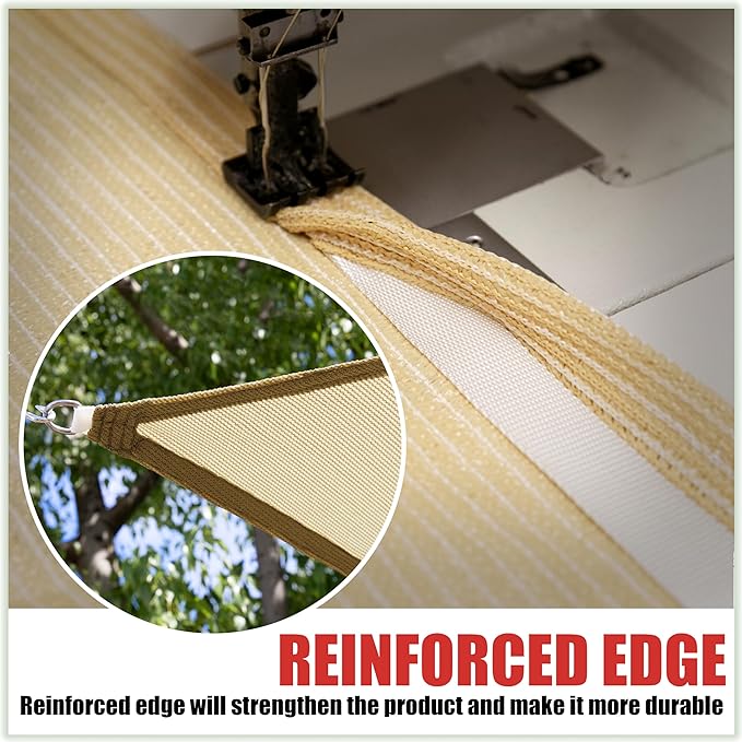 Colourtree 16' x 16' x 22' Beige Sun Shade Sail Right Triangle Canopy - UV Block UPF50, Water Permeable, Heavy Duty Awning for Patio, Garden, Outdoor, Backyard, Yard (We Make Custom Size)