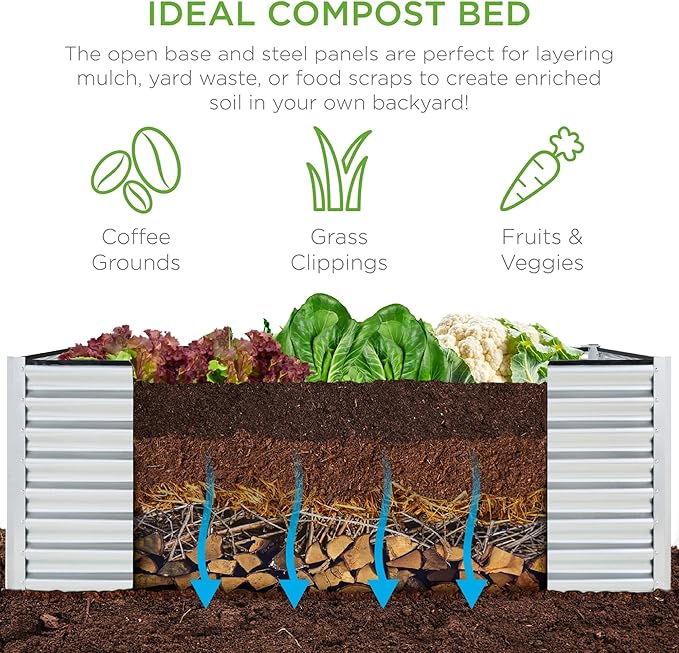 Best Choice Products 6x3x2ft Outdoor Metal Raised Garden Bed, Deep Root Box Planter for Vegetables, Flowers, Herbs, 269 Gallon Capacity, 100% Non Toxic Materials - Galvanized