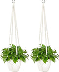 Dahey Macrame Plant Hanger Indoor Outdoor Hanging Planter Basket Large for up to 12" Pot Handmade Woven Cotton Rope Flower Pots Holder for Boho Home Decor, 43 Inch, Set of 2, Ivory