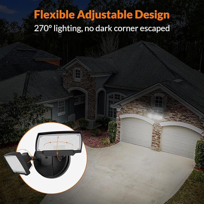 LEPOWER 28W 3000LM ‌LED Security Flood Light‌ ‌Outdoor‌, Switch Controlled Aluminum ‌Security Light‌, 2 Adjustable Heads, 5500K Daylight, IP65 Waterproof, Wet Location for Patio, Garden, Yard Lights