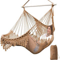 Chihee Hammock Chair Super Large Soft-Spun Cotton Rope Weaving Hanging Chair, Collapsible Strong Metal Spreader Bar Wide Seat Lace Stretch Swing Chairs Indoor Outdoor Garden Yard Theme Decoration