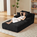 80 Inch Chaise Lounge Chair Indoor, Oversized Corduroy Upholstered Boneless Sofa Bed, Deep Seat Sleeper Couch Reading Chairs, Cloud Sofas Couches for Living Room, No Assembly Required (Black)