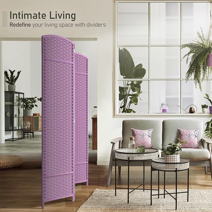 Sorbus 4-Panel Black Room Divider with Double Hinged Panels, 6 ft Tall Folding Privacy Screen
