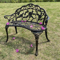 Mandolin Outdoor Park Garden Chair,All Chair Anti Rust Cast Aluminum Patio Yard Bench,Carved Rose Loveseat Bench for Backyard .Porch.Balcony.Lawn (Copper)
