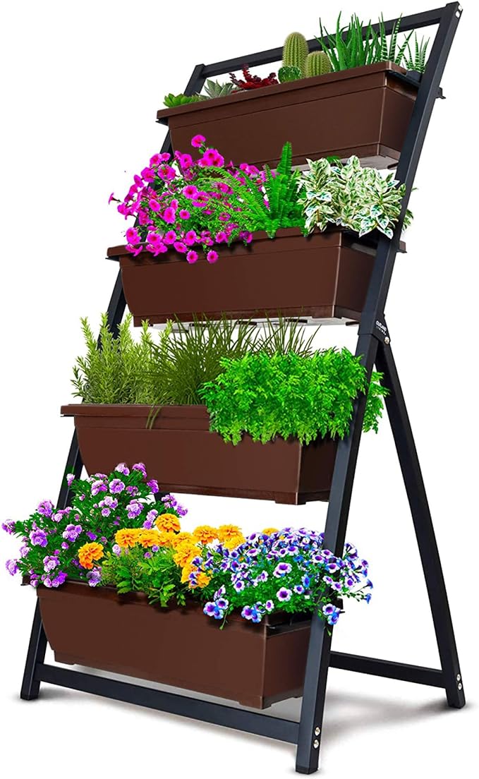 Outland Living 4-Ft Raised Garden Bed - Vertical Garden Freestanding Elevated Planters 4 Container Boxes - Good for Patio Balcony Indoor Outdoor - Perfect to Grow Vegetables Herbs Flowers