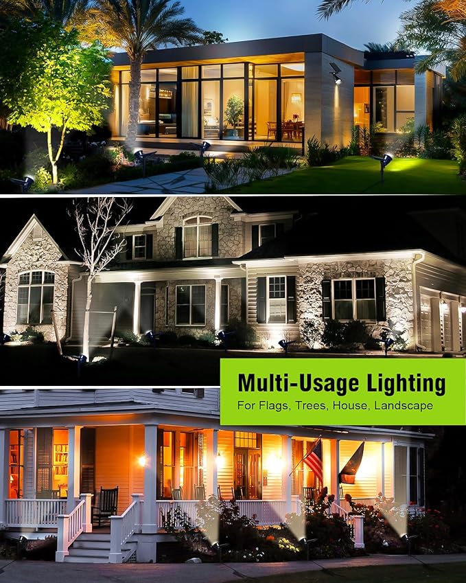 Solar Spot Lights Outdoor Waterproof, 18 LED 2 Mode Brightness Solar Spotlights Dusk to Dawn Landscape Lighting Flag Pole Lights for Garden Yard Tree Pool Sign Pathway, 4pack(Cool White)