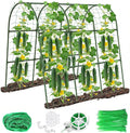 U-Shape Cucumber Trellis for Raised Bed - 47"x47"x22" Metal Garden Trellis with Net & Clips | Rust-Proof Plant Support for Cucumber, Tomato, Peas | Heavy-Duty Outdoor Climbing Plants Trellis