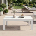 Solaste Aluminum Outdoor Coffee Table, All-Weather Rectangle Metal Patio Coffee Table Furniture for Balcony, Garden, Indoor or Outdoor Use, White