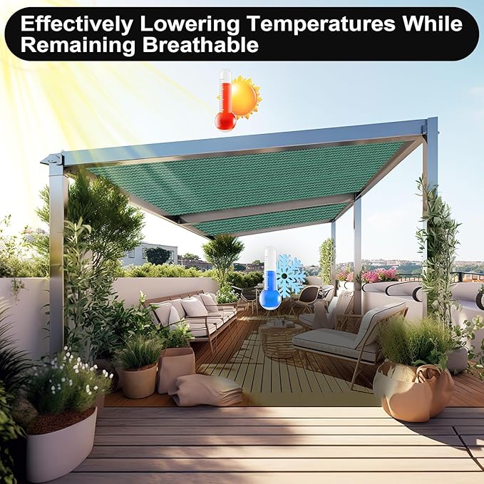 Artpuch 90% Sun Shade Cloth, 10 x 12 FT Pergola Shade Cover Canopy with Grommets, Sun Screen Fabric Tarp for Patio, Outdoor, Garden, Backyard, Green