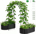 DoCred 3 in 1 Raised Garden Bed with 87in Tall Arch Trellis for Climbing Plants, Galvanized Planter Garden Box Outdoor for Gardening, Climbing Vegetables, Flower, Black