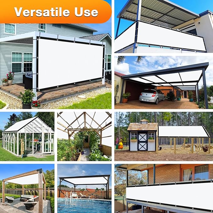 Artpuch Outdoor Pergola Shade Cover 12' X 20' Sun Shade Cloth with Grommets, 90% UV Protection Canopy Patio Privacy Screen (Customized Available) GN107, White