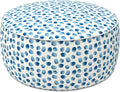 LVTXIII Outdoor Inflatable Ottoman, 21"x21"x9" Patio Fade-Resistant Footrest Stool with Handle, Portable Round Ottoman Pouf for Patio Garden, Camping or Home Use, Brush Blue