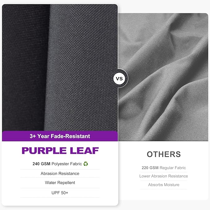 PURPLE LEAF 8.8' X 8.8' Left-right Tilt Patio Umbrella Outdoor Cantilever Swivel Square Umbrella with Tilt and Crank Aluminum Offset Umbrella with 360-degree Rotation for Garden Deck Pool Patio Grey