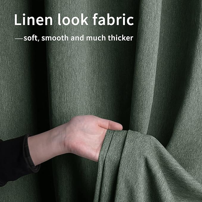 Easy-Going Linen Look Outdoor Curtains Waterproof Windproof Porch Curtains, Soft Thicken Outdoor Privacy Curtains for Patio, Gazebo, Grommet Top and Tab Bottom Drape, 1 Panel, 110x84 inch, Sage Green