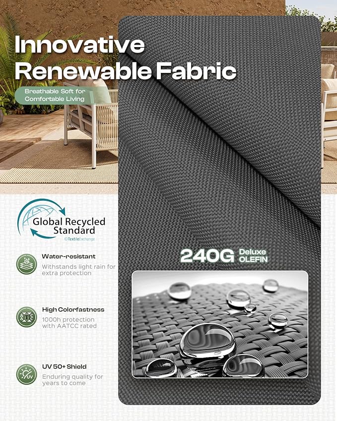 Aluminum Outdoor Patio Couch Loveseat, HDPE Rope Patio Sofa with Washable Thick Cushion, All-Weather Patio Furniture for Balcony, Yard, Gray Frame, Charcoal