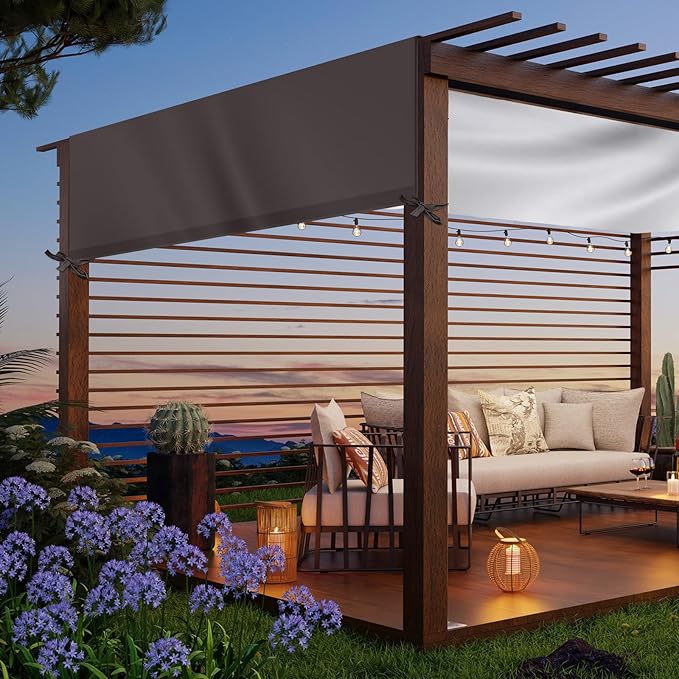 Universal Pergola Replacement Canopy Outdoor Canopy Shade Cover Waterproof Shade Top Cover for Outdoor Patio Porch Backyard(10 x 10 ft,Coffee)