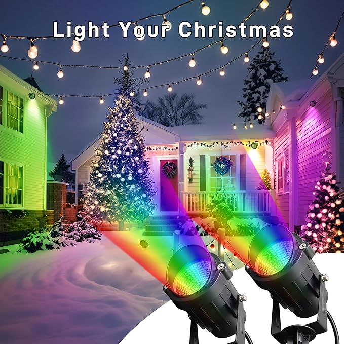 12W RGBW Color Changing Landscape Spotlights, 110V Plug-in Outdoor LED Spot Lights with Remote Control, IP65 Waterproof Garden Tree Lights for Yard Pathway Halloween Christmas Decoration (6 Pack)