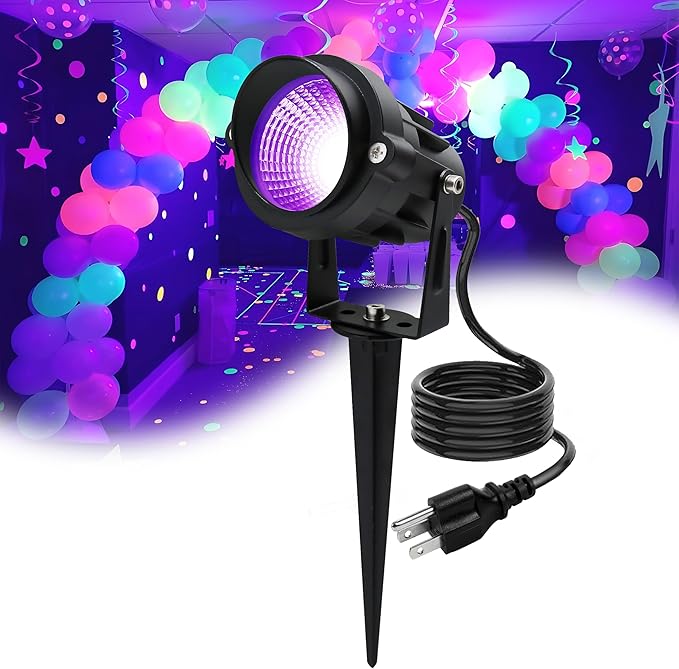 Halloween Outdoor Blacklight Spotlight,12W Outdoor Black Lights for Glow Party,Purple LED Landscape Lighting for Yard Garden Poster Bar Decoration,1Pack