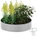 Galvanized Planter Outdoor Galvanized Metal Planter Round Raised Garden Bed Kit for Gardening Outdoor 1PC Gray 2X2X1FT