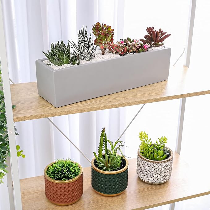 15 Inch Grey Rectangular Cement Planter Concrete Succulent Planter Windowsill Box