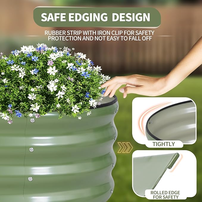 Galvanized Raised Garden Bed Outdoor- 2 Pcs Raised Beds for Gardening| Metal Planter Box, Steel Raised Garden Bed Kit with Gloves for Vegetables, Flower, Herbs (4x2x1FT, Green)