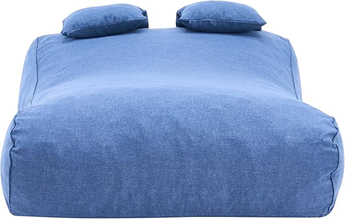 Merax Outdoor Bean Bag Chair Sun Lounger for 2 Adult, 73" Big Comfy Outdoor Bean Bag Daybed Couch with Headrest, Water-Resistant Fabric Patio Chaise Lounger Chair for Pool Balcony Beach Deck, Blue