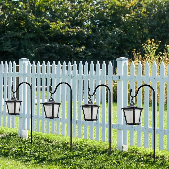 12 Pcs 24 Inch Shepherds Hook for Outdoor Adjustable Bird Feeder Pole Metal Steel Shepard Hooks for Hummingbird Stand Feeder Pole for Garden Plant, Lantern, Hanging Wedding Decor