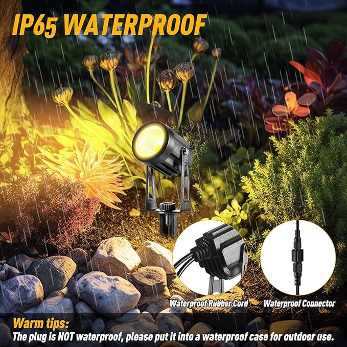 ECOWHO Low Voltage Landscape Lighting, 12V Outdoor Landscape Lights LED Spot Lights Plug-in IP65 Waterproof Garden Lights for House Yard Path (Extendable to 8 or 10 Lights, 6 Pack, 69ft, Warm White)
