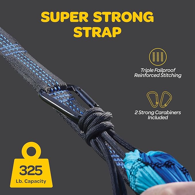 Durable Hammock 400 lb Capacity, Nylon Camping Hammock Chair - Double or Single Sizes w/Tree Straps and Attached Carry Bag - for Travel/Backpacking/Beach/Backyard (Medium, Forest Green & Lima Green)
