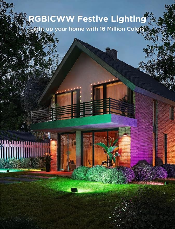 Govee Outdoor Flood Lights 2, RGBIC Warm Cold White LED Lights for Outdoor Decorations, 50 Scene Modes, Landscape Lighting, Upgrated IP66 with App Control, Wired 4 Pack