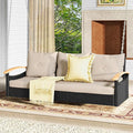 DWVO 3 Seats Porch Swing Hanging Bench Swing Outdoor Wicker Patio Swing Lounge Front Rattan for Garden, Balcony, Black&Beige