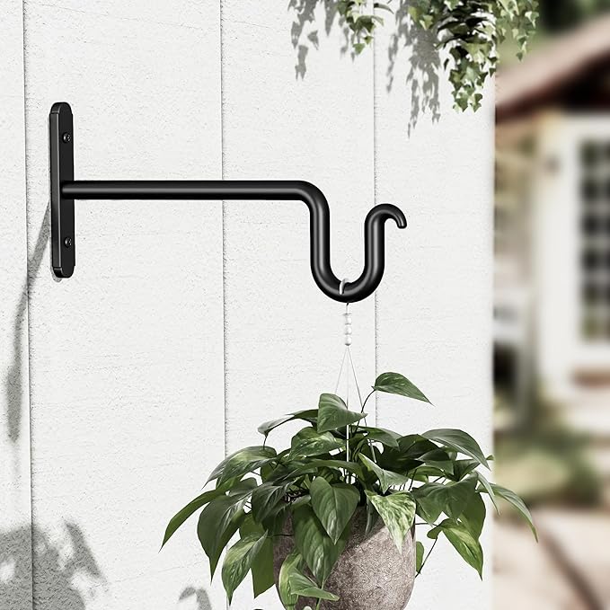 Hanging Plant Brackets 8 Inch - 2 Pack Plant Hanger for Hanging Plants, Heavy Duty Plant Hook for Hanging Bird Feeders, Flower Baskets, Wind Chimes, Lanterns, Indoor or Outdoor.