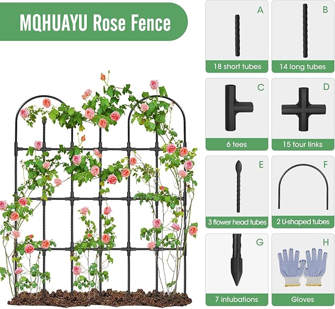 2 Pack Trellis for Climbing Plants Outdoor,47.2" H Garden Trellis,Rustproof Garden Arch Trellis Cucumber Tomato Support Structure for Raised Bed