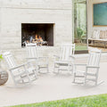 LUE BONA Outdoor Rocking Chairs Set of 4, Weather Resistant HDPS Poly Rocker Chairs, 350lb Heavy Duty, Oversized Porch Rocker for Adult, High Back Smooth Rocking Chairs for Outdoor & Indoor, White