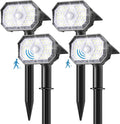Brightown 4 Pack Solar Motion Lights Outdoor Waterproof, Motion Sensor Spot Lights- 58 LED/3 Modes Solar Powered Spotlights 2-in-1 Auto On/Off for Outside Yard Wall Garden, Cool White
