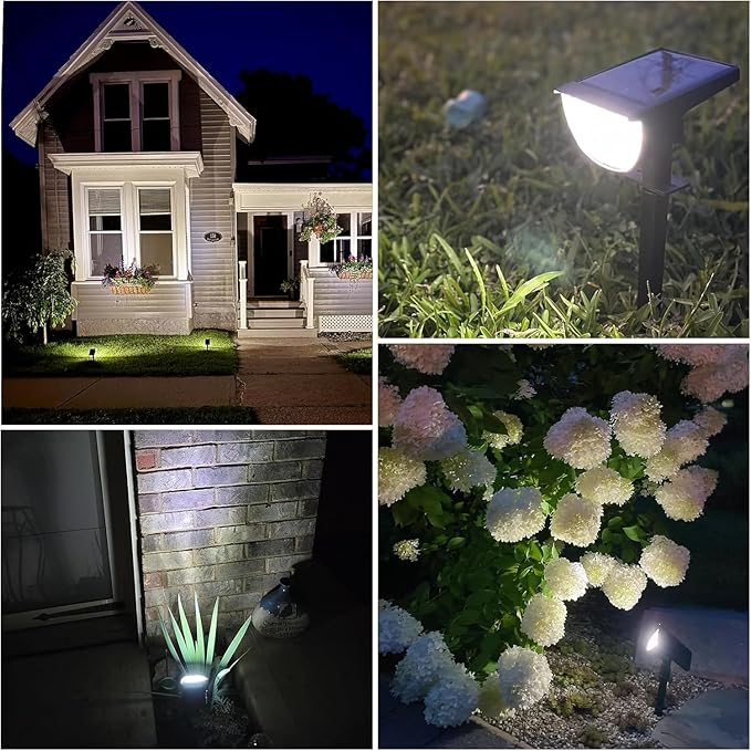 Solar Lights Outdoor Waterproof IP65, Solar Powered 76 LED 3 Lighting Modes Solar Spot Lights Outdoor for Yard Garden Landscape Pathway (White, 6 Pack)