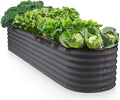 9-in-1 Galvanized Steel Raised Garden Bed // 8×2×1.5 ft Modular Planter for Gardening, Vegetables, Flowers // 18" Tall Metal Raised Garden Beds Outdoor (Gray) // Patented Design Planter Box