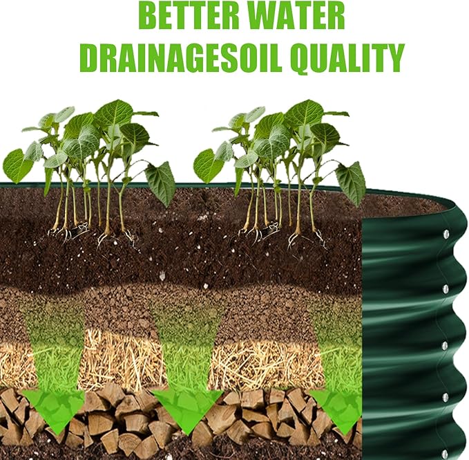 Land Guard 8×2×2ft Galvanized Raised Garden Bed Kit, Raised Garden Boxes Outdoor, Oval Metal Raised Garden Beds for Vegetables, Forest Green