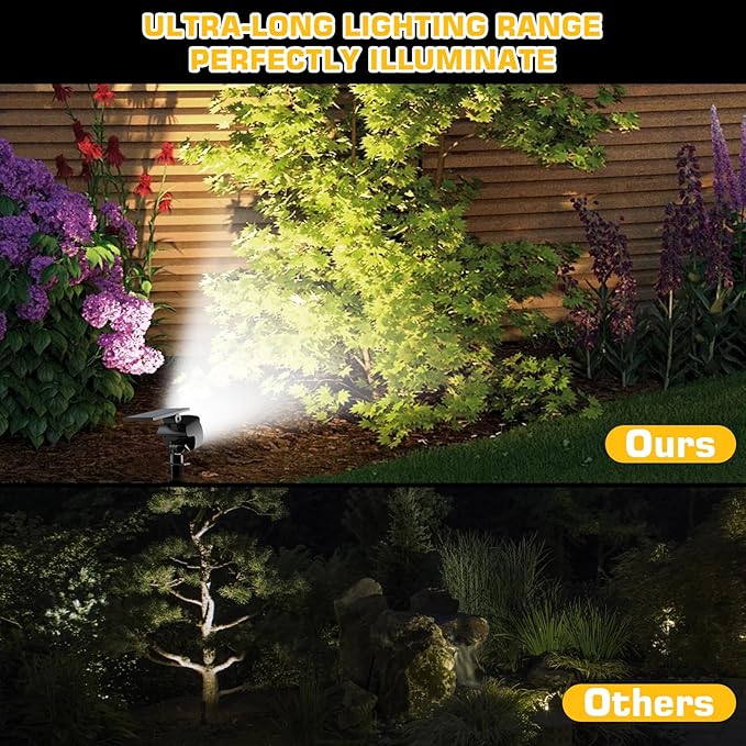 Kaxiida Solar Spot Lights Outdoor Waterproof - 2026 Upgrade 3 Level Ultra Bright Spot Lights Uplights, LED Landscape Spotlight for Tree, Pathway, Wall, Adjustable Solar Panel Auto On/Off