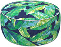 LVTXIII Indoor/Outdoor Inflatable Ottoman with Handle D21 x H9 Inch, Weather-Resistant Round Footstool Pouf for Patio Camping Living Room, Portable Footrest Extra Seating, Hanalei Lagoon