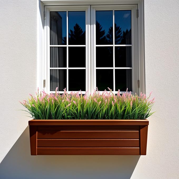 Artificial Faux Plants Outdoor Spring Decorations, Summer Fake Monkey Grass for Outside Porch, No Fade Outdoor Realistic Greenery Plant, UV Resistant Artificial Shrubs for Courtyard Window Garden