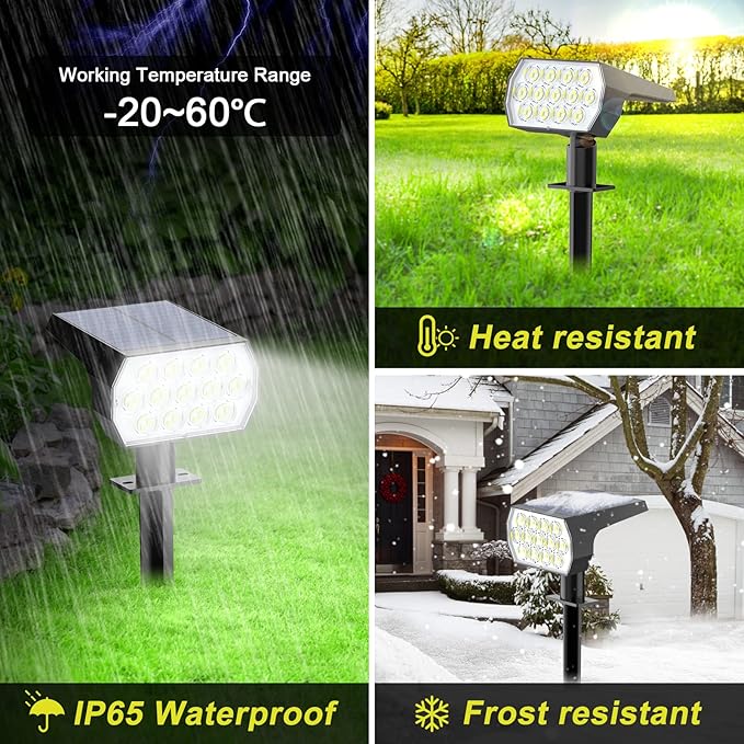 Solar Spot Lights Outdoor, [8 Pack/65 LED] 2-in-1 Solar Landscape Spotlights, 3 Lighting Modes Solar Garden Lights, IP65 Waterproof Flood Lights for Patio Pathway Driveway Yard(Cool White)