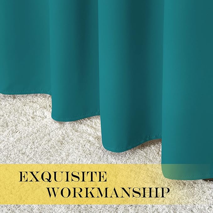 NICETOWN Blackout Curtain Drape for Bedroom - Light Reducing Thermal Insulated Solid Grommet Room Darkening Window Curtain 90 inches Long for Living Room (Peacock Teal, 1 Piece, W66 x L90)