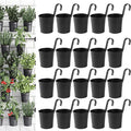 20 Pack 4 Inch Railing Hanging Planter, Black Small Hanging Bucket Planters, Metal Hanging Flower Pots, Metal Railing Bucket for Outdoor, Balcony, Fence, and Porch with Detachable Handles