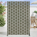Casaphoria Metal Privacy Screen Outdoor, 72" H x 47" W Freestanding Decorative Privacy Screen for Patio Deck Balcony Garden with Stable Base, Grey-Square