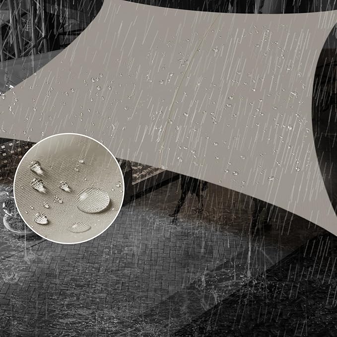 SUNNY GUARD Waterproof Sun Shade Sail 6' x 12' Taupe Rectangle UV Block Sunshade for Backyard Yard Deck Patio Garden Outdoor Activities and Facility(Customized)