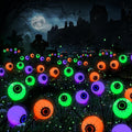 BrizLabs 6 Pack 36 LED Halloween Solar Eyeball Lights, 2 Modes Outdoor Halloween Pathway Lights, Solar Spooky Path Light Waterproof, Swaying Firefly Light for Yard Garden Lawn, Orange & Purple & Green