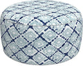 LVTXIII Outdoor Inflatable Ottoman, Fade-Resistant Round Footrest Stool D31”x H14”, Portable Patio Pouf for Garden Camping or Home Use, Boho Geometry Blue