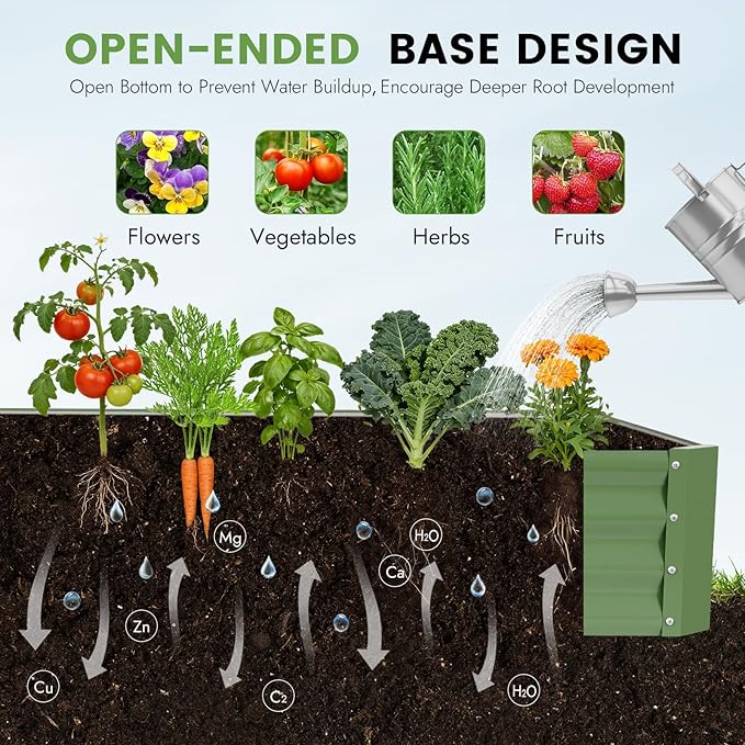 INNO STAGE Galvanized Raised Garden Bed Kit, 6x3x1FT Metal Raised Garden Beds for Vegetables, Rust-Resistant & Easy Assembly, Outdoor Raised Beds for Gardening, Flowers, Herbs (Green)